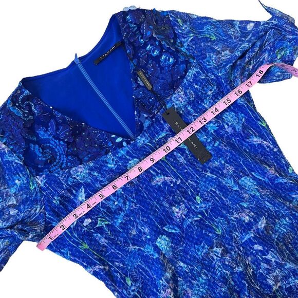 T Tahari Blue Floral Ruffled Cold Shoulder Dress NWT - Picture 10 of 16